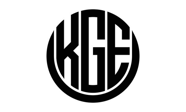 KGE three letter circle logo design vector template.  monogram symbol on black & white.
