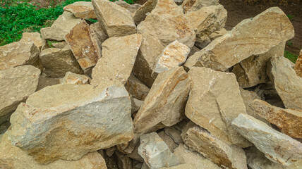 Limestone light crushed stone close up