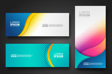 Banner set design template in trendy dynamic gradient colors