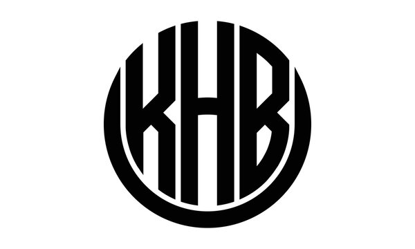 KHB three letter circle logo design vector template.  monogram symbol on black & white.