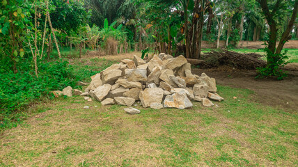 Limestone light crushed stone close up