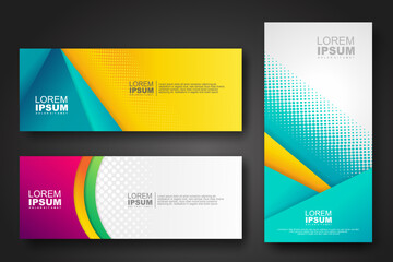 Banner set design template in trendy dynamic gradient colors