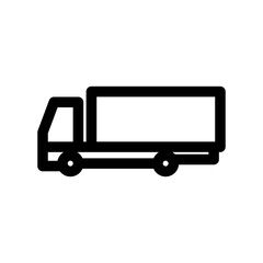 Truck outline icon. Black and white item from set, linear vector.