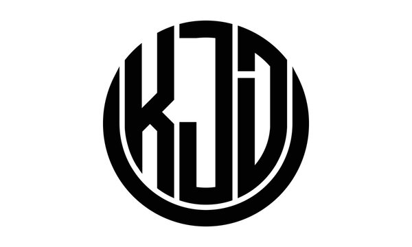 KJD three letter circle logo design vector template.  monogram symbol on black & white.