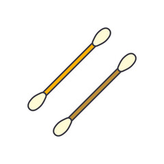Cotton swabs icon in color, isolated on white background 