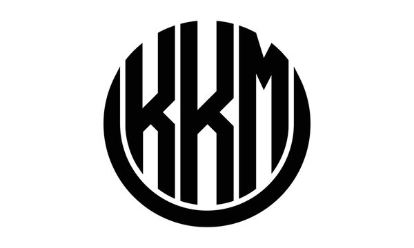 KKM three letter circle logo design vector template.  monogram symbol on black & white.