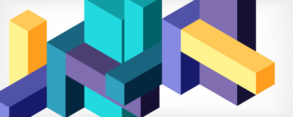 Abstract background. 3d cubes, cubic elements and blocks. Techno or business concept for wallpaper, banner, background, landing page