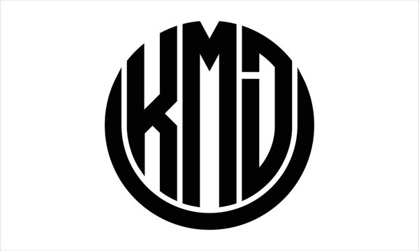 KMD three letter circle logo design vector template.  monogram symbol on black & white.