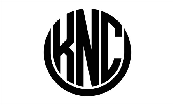 KNC three letter circle logo design vector template.  monogram symbol on black & white.