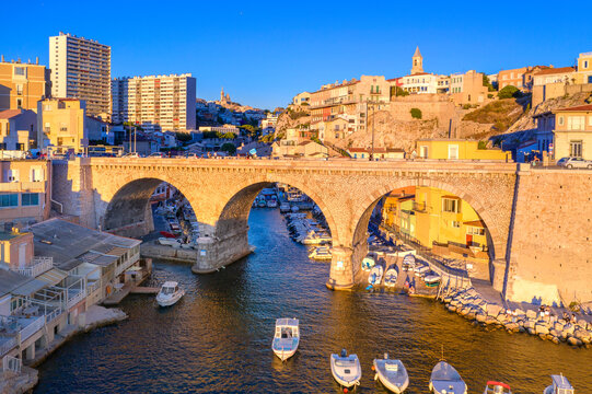 Small colorful old harbor of the Vallon des Auffes, Marseilles, France