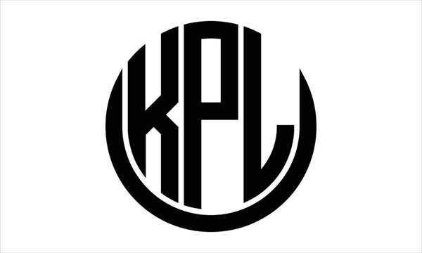 KPL three letter circle logo design vector template.  monogram symbol on black & white.