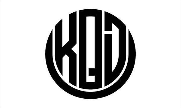 KQD three letter circle logo design vector template.  monogram symbol on black & white.