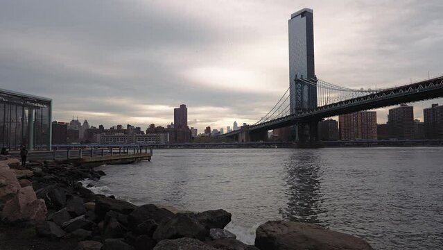 Brooklyn Bridge in the cloudy weather