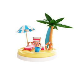 3D Summer Beach Illustration