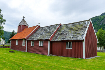 Gamle kirke (old church) of Årdal was finished in 1620. It is a Renaissance church and built of wood. Rogaland, Norway