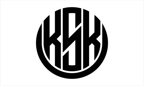 KSK three letter circle logo design vector template.  monogram symbol on black & white.