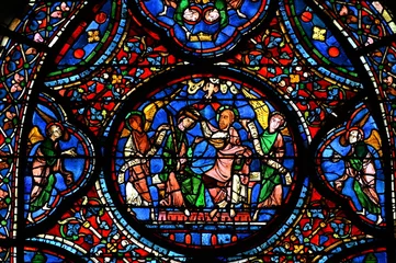 Acrylic prints Stained vitrail de la façade sud de la cathédrale de  Chartres en France