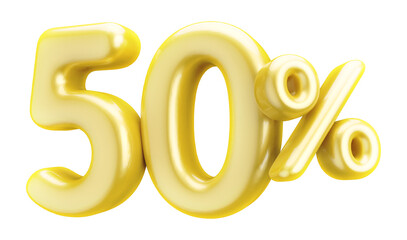 promotion 50 percent number gold 3d