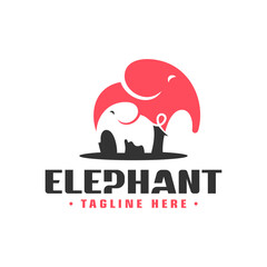 elephant and cub illustration logo design