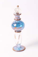 Blue Egyptian Perfume Bottle on white background