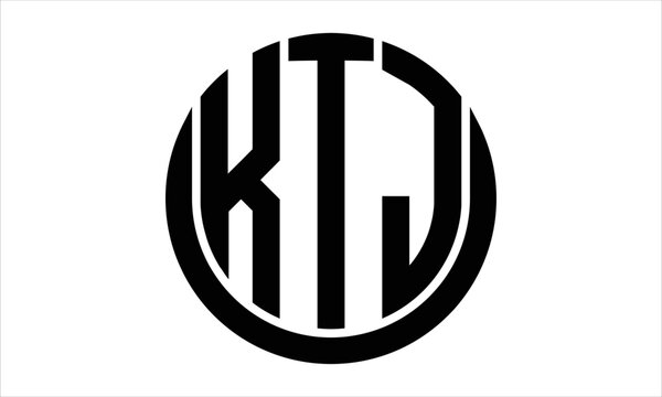 KTJ three letter circle logo design vector template.  monogram symbol on black & white.