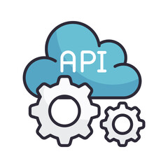 Cloud Api vector Filled Outline Icon Design illustration on White background. EPS 10 File 