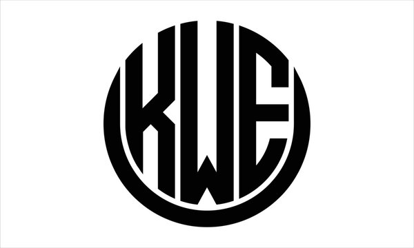 KWE three letter circle logo design vector template.  monogram symbol on black & white.