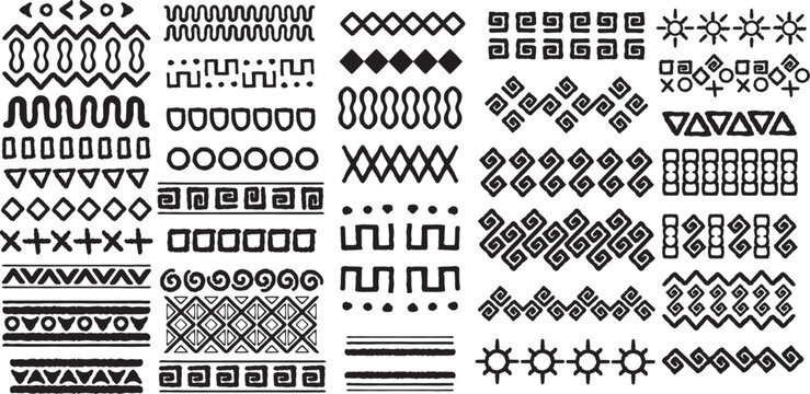 Thirty eight set element of hand drawing indian tribal isolated on white background.