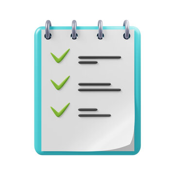 To-do list icon. Notepad with completed to-do list. 3D render