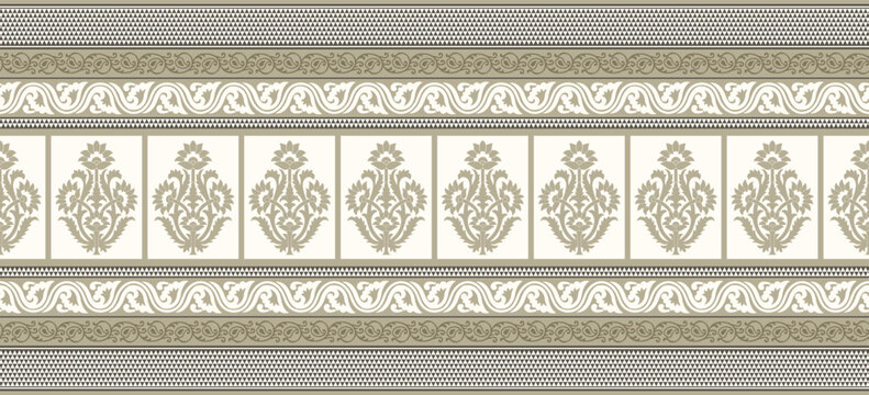 Floral border with geometrical shapes