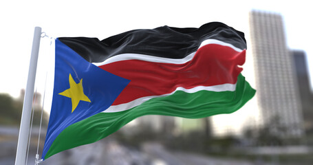 3d illustration flag of South Sudan. flag symbols of South Sudan.