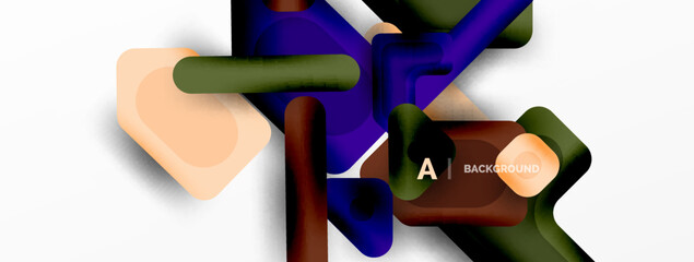 Minimal geometric abstract background. Colorful geometric blocks. Lines, squares and triangles composition wallpaper