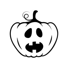 Line art Halloween pumpkin. Jack o Lantern. Happy holiday. Outline design element