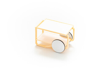 Tea trolley isolated on white background. Mid century modern furniture. Furniture design. Product design. Miniature trolley. Minimalist style. Iconic. Modern design.

