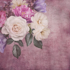 Vintage floral textured background. Scrapbooking paper.