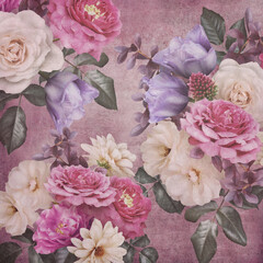 Vintage floral textured background. Scrapbooking paper.