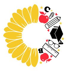  Teacher School Supplies with yellow sunflower design