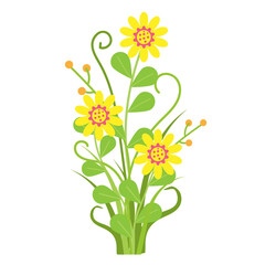 wildflowers and grass.Beautiful bouquets of meadow yellow flowers