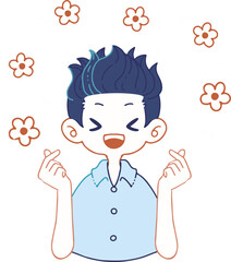 指ハートで喜びを表現する人物のイラスト