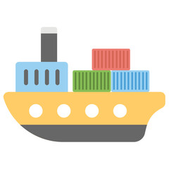 Cargo Ship Flat Colored Icon 