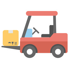 Forklift Truck Flat Colored Icon