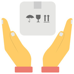 Handle with Care Flat Colored Icon