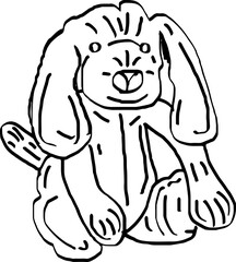 Dog doodle, dog cartoon drawing, line art vector illustration silhouette of puppy, Dog sketch drawing