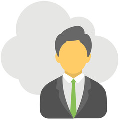 Cloud Businessman Flat Colored Icon