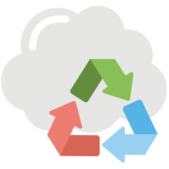 Recycling Cloud Flat Colored Icon