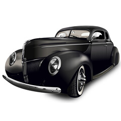 A photo realistic PNG graphic of a 1940s coupe with a transparent background - obrazy, fototapety, plakaty
