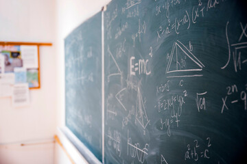 Blackboard with math lesson written on it