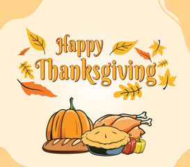 happy thanksgiving greeting card design