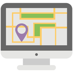 Online Map Service Flat Colored Icon