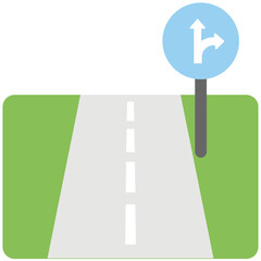 Road Guide Flat Colored Icon